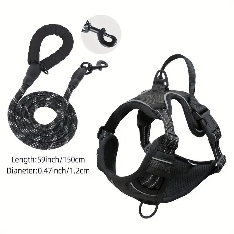 Service Dog Harness Front Clip Heavy Duty Reflective Easy Control Handle for Large Dog Walking,Easy to Control for Small Medium