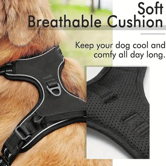 Service Dog Harness Front Clip Heavy Duty Reflective Easy Control Handle for Large Dog Walking,Easy to Control for Small Medium