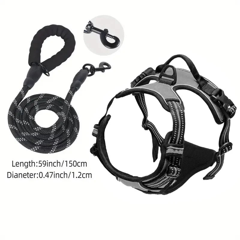 Service Dog Harness Front Clip Heavy Duty Reflective Easy Control Handle for Large Dog Walking,Easy to Control for Small Medium