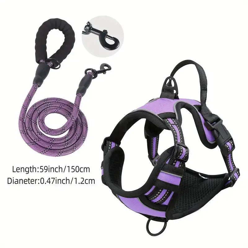 Service Dog Harness Front Clip Heavy Duty Reflective Easy Control Handle for Large Dog Walking,Easy to Control for Small Medium