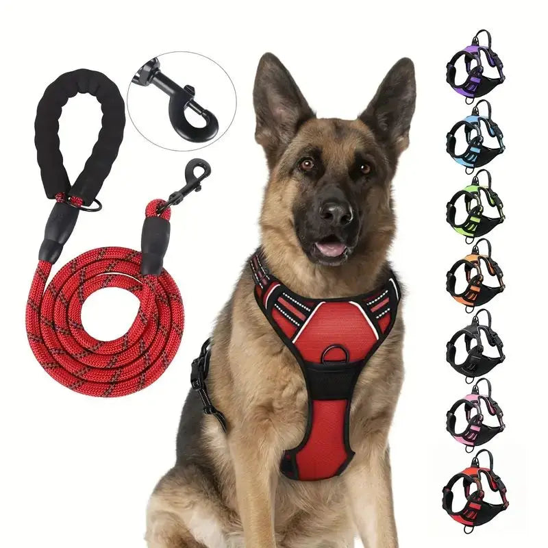 Service Dog Harness Front Clip Heavy Duty Reflective Easy Control Handle for Large Dog Walking,Easy to Control for Small Medium