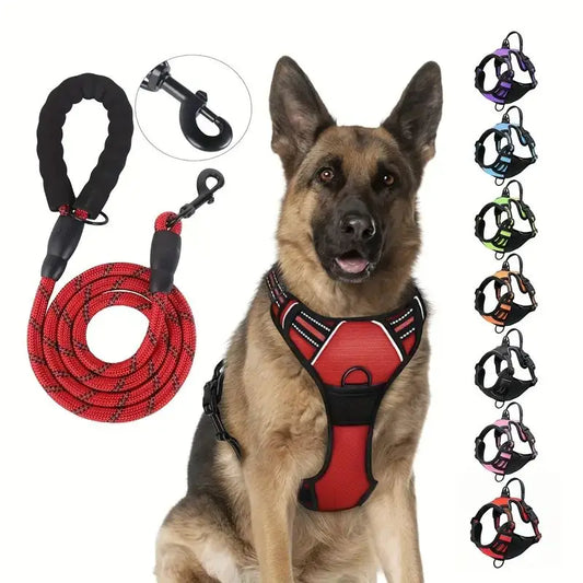 Service Dog Harness Front Clip Heavy Duty Reflective Easy Control Handle for Large Dog Walking,Easy to Control for Small Medium