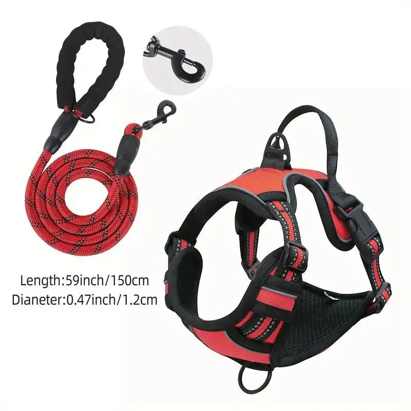 Service Dog Harness Front Clip Heavy Duty Reflective Easy Control Handle for Large Dog Walking,Easy to Control for Small Medium