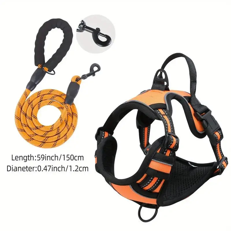 Service Dog Harness Front Clip Heavy Duty Reflective Easy Control Handle for Large Dog Walking,Easy to Control for Small Medium