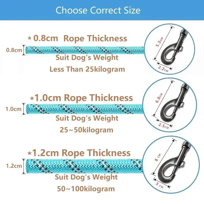 Strong Dog Leash Pet Leashes Reflective Leash for Big Small Medium Dog Leash Drag Pull Tow Golden Retriever 150/200/300cm